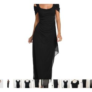 Alex Evenings Cold Shoulder Ruched Mesh Dress